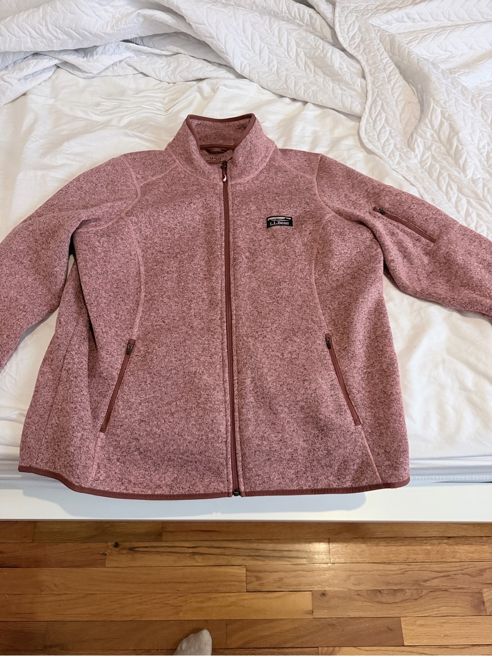 L.L. Bean Women's Dusty Rose Full-Zip Teddy Fleece Jacket